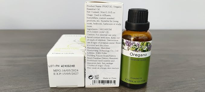 Oregano 1.01fl.oz Essential Oil, PHATOIL Pure Aromatherapy Oils for Diffuser, Humidifier, Perfect for DIY Soap, Candle, Bath Bombs Making(30ml)