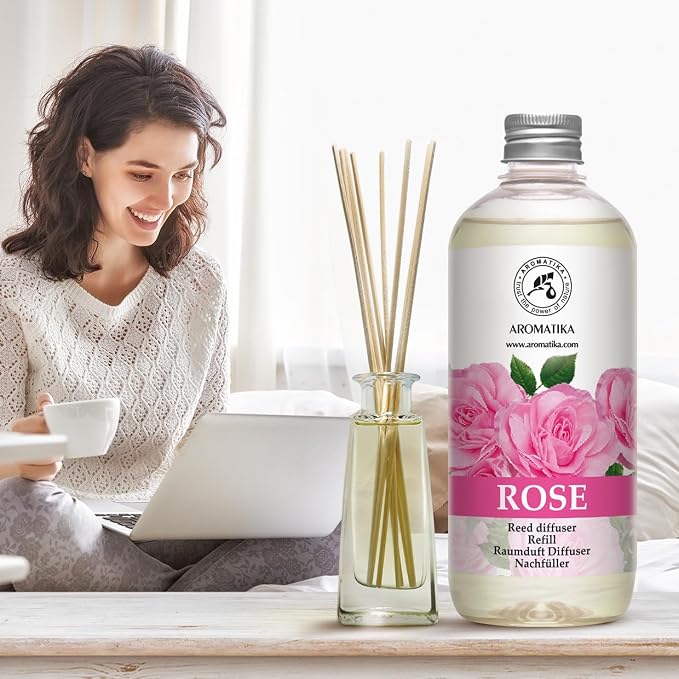 Reed Diffuser Refill Set Rose 2 х 17Fl Oz - Aroma Refill for Reed Diffuser - Home Fragrance - Air Freshener - Aromatherapy - Floral Fragrance