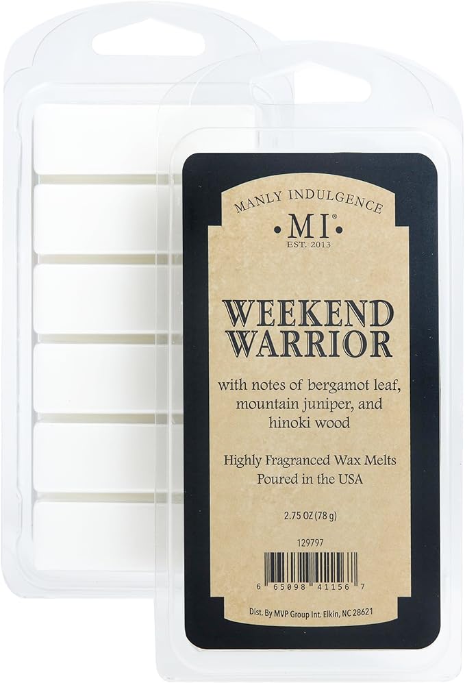 Manly Indulgence Weekend Warrior Scented Wax Melts, Wax Melt Warmer Cubes, Long Lasting Scented Wax Warmer Cubes, 4 Pack, 6 Cubes Each - Made in The USA