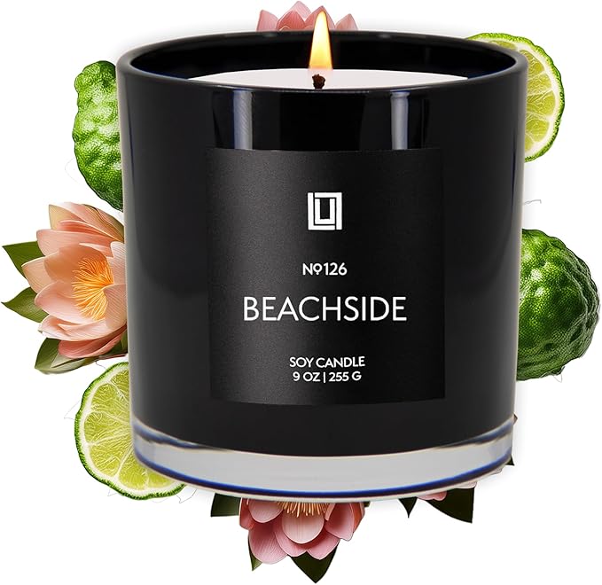 Lulu Candles | Beachside | Smells Fresh & Clean | Luxury Scented Soy Jar Candle | Hand Poured in The USA | Highly Scented Long Lasting (9 Oz.)