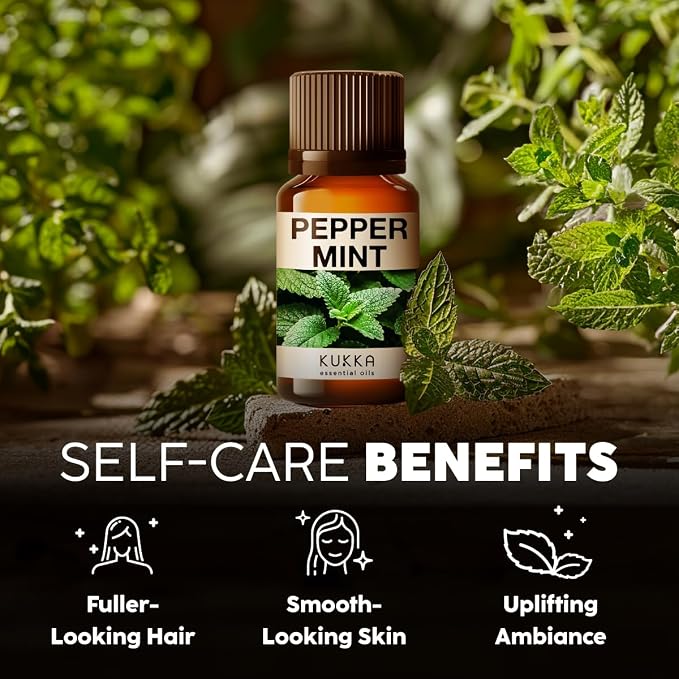 100% Pure Peppermint Oil - 0.34 Fl Oz Peppermint Essential Oil for Hair, Skin, Diffuser, Aromatherapy & DIY Soap Making Scent