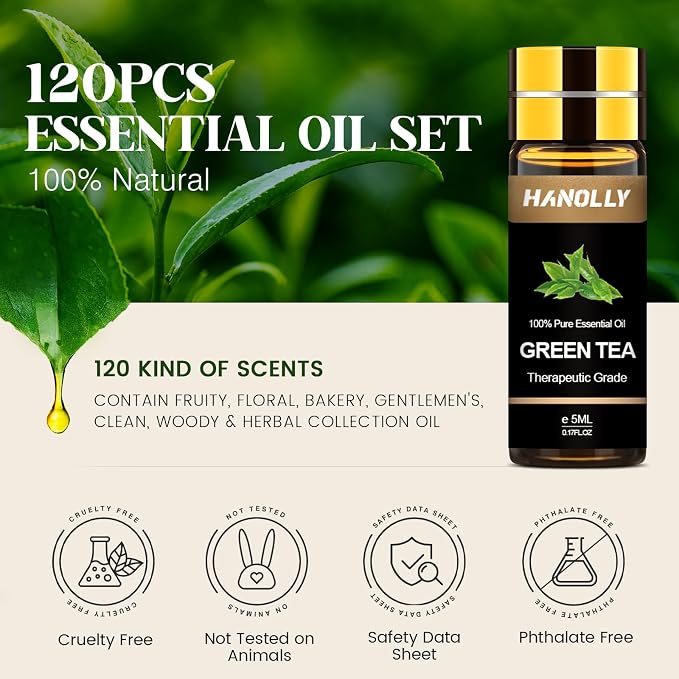 Essential Oils Set -120 Pcs Aromatherapy Essential Oil Kit for Diffuser, Humidifier, Massage, Skin Care, Candle Making - Fruity, Floral, Bakery, Mens, Woody & Herbal Essential Oil Gift Set