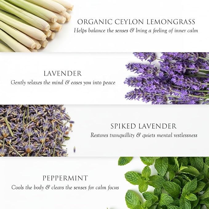 Spa Ceylon Ayurveda Peace Discovery Set - 4-Piece Natural Bath & Body Gift Set with Lavender, Lemongrass & Peppermint - Shower Gel, Body Lotion, Pillow Mist & Body Scrub
