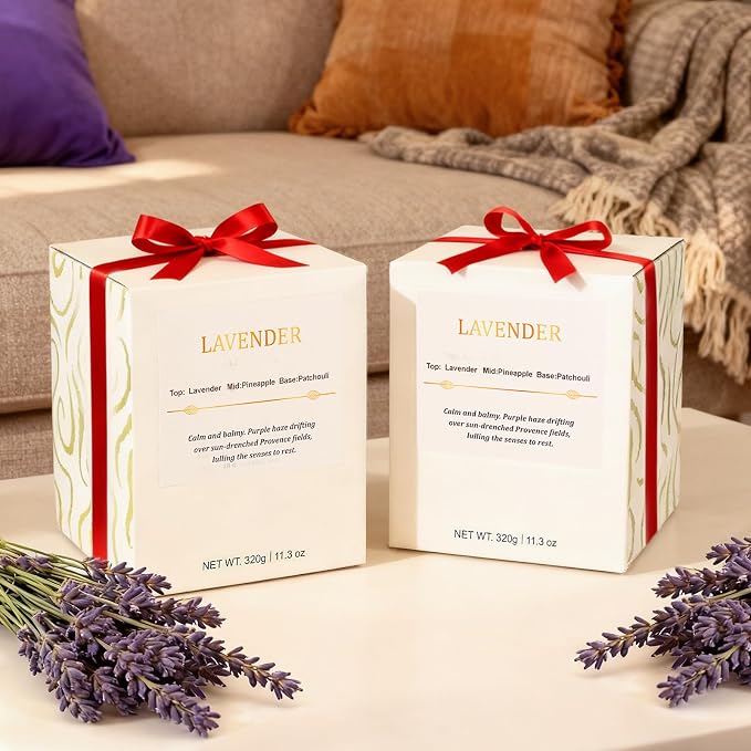Scented Candles for Home,2 Pack Wood Wick Soy Wax Scented Candles with Gift Boxes, Long Lasting Relaxing Aromatherapy Candles for Home Decor, Holiday Gifts