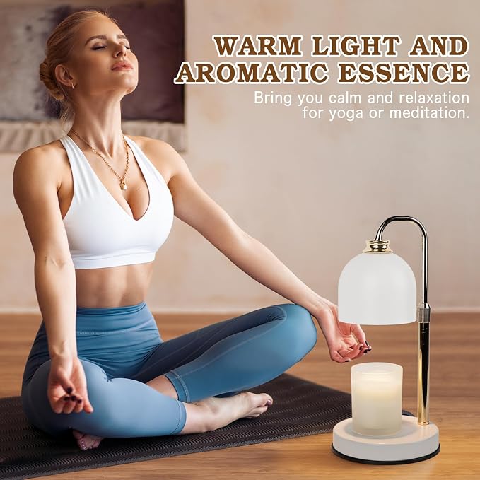 Candle Warmer Lamp with Timer Dimmable,Mothers Day Birthday Gifts for Women Mom, Modern Candle Warmer, White Candle Lamp for Jar Scented Candles, Home Decor, Wax Melt Warmer with 2 Bulbs