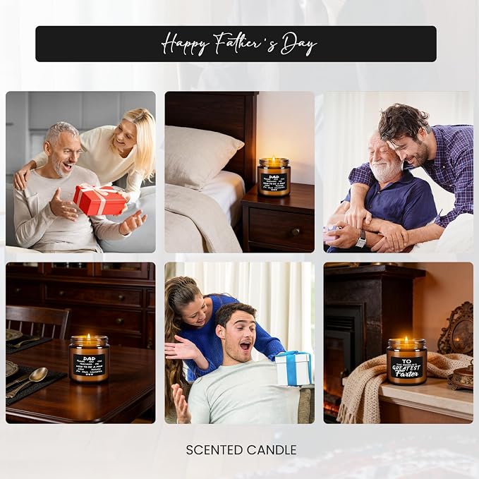 12-Pack Amber Jar Father's Day,Scented Candles, Gift for Dad 3.5oz, Natural Soy Wax and Premium Essential Oils. Ideal for Study Home & Office Aromatherapy.