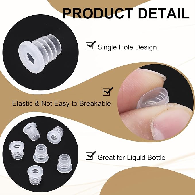 PATIKIL Bottle Adapter 0.28"/7mm Press in Plugs Clear 25Pcs, 0.17" Hole | for Oral Dispenser Liquid Oil Plastic Glass Bottles Stopper