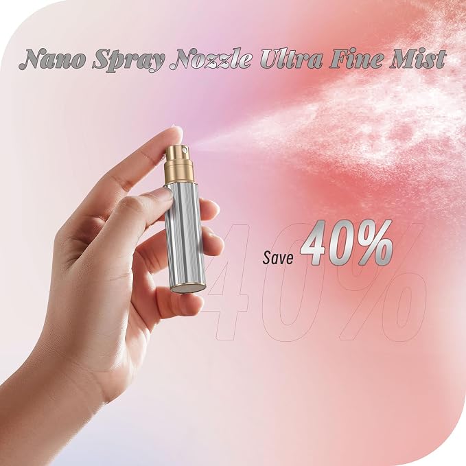 YIERSO 10ml Perfume Atomizer Travel Refillable,Bottom-Filling Fragrances Perfumes Bottle,Mini Cologne Dispenser, Portable Sprayer Pocket Size for Women Men Cruise Car Trip Gift 0.34oz (Sliver-10ml)