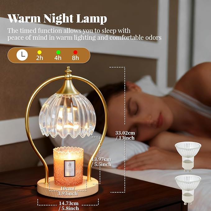 GOODBUY Candle Warmer Lamp with Timer - Dimmer Electric Candle Warmer for Jar Candles - Wax Warmer Unique Birthday Gifts for Women Mom House Warming Gifts New Home Room Decor