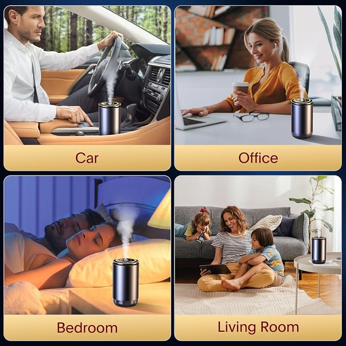 Smart Car Air Fresheners Diffuser with Starry Sky Projection Adjustable Scent, Essential Oil Diffusers for Automatic On/Off Automatic Aroma Diffuser with 50ml Car Perfume- Cologne