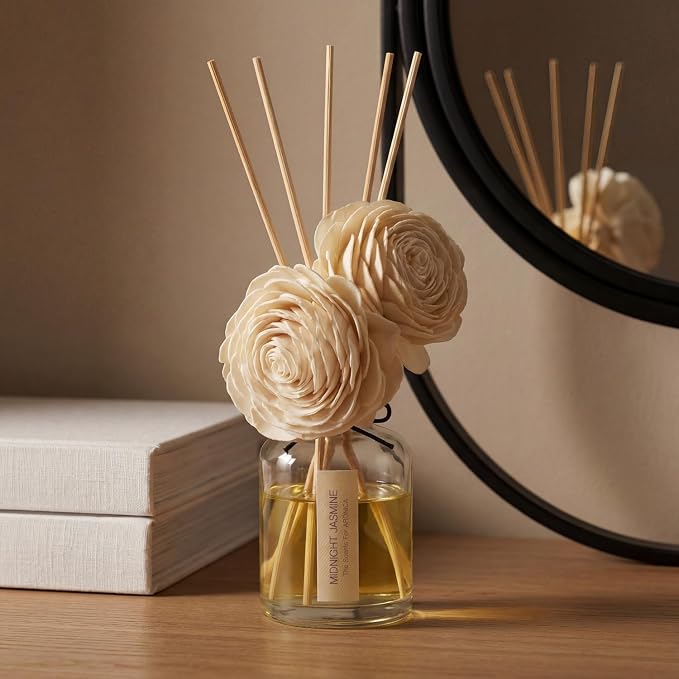 Aronica Reed Diffuser Oil Refill, 5.07oz, Midnight Jasmine - Fig Fragrance Essential Oil Diffuser Fig Essential Oils Refills for Home, Flower Market Scent, Room Oil Fragrance
