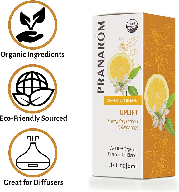 Pranarom - Uplift Essential Oil Blend (5ml) - Mandarin, Sweet Orange, Ylang Ylang, Patchouli, Blue Tansy - 100% Pure Essential Oil for Energy and Positivity | USDA and ECOCERT Certified Organic