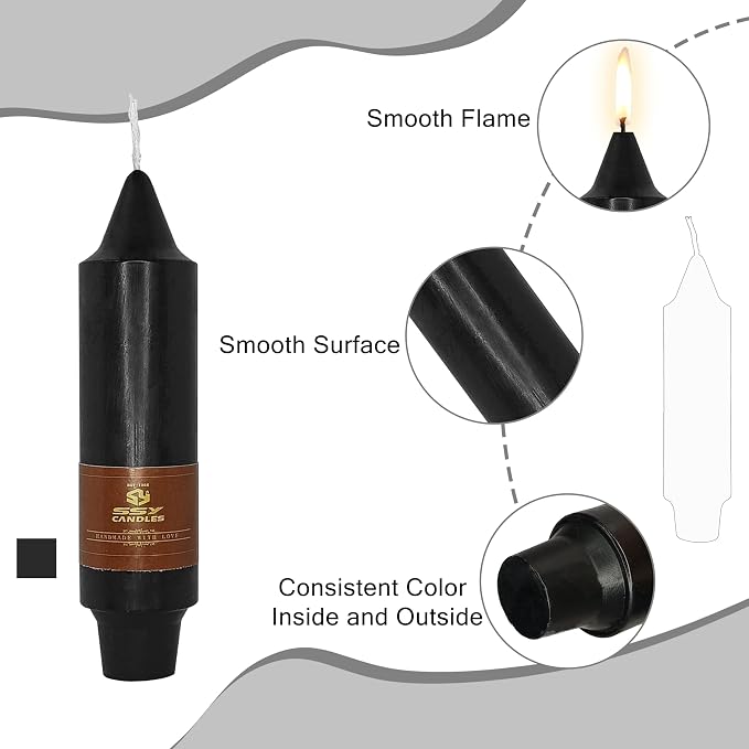 Unscented Halloween Taper Candles Sticks 4 Pack Black Taper Candlesticks 5 inch Cute Taper Candles Stick Candles for Halloween Party Home Décor