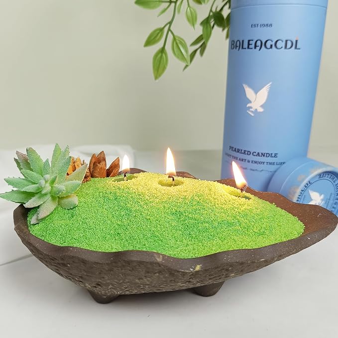 Pearled Candle, 18 Oz Green Tea Scented Sand Candle with 30 Wicks, Light Green Refillable Pearled Wax, Up to 120 Hours Smooth Clean Burning, Perfect for DIY Candle Making