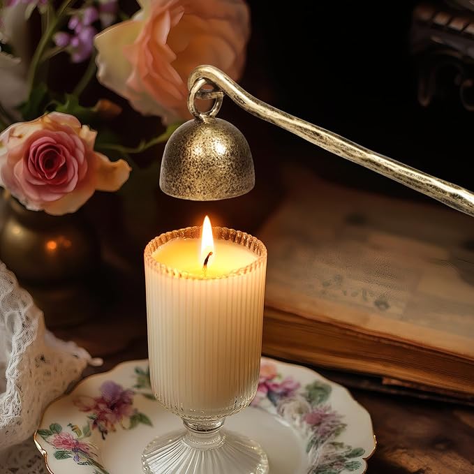 BEGINS Candle Snuffer Gold Hand-Forged Steel, Long Handle Vintage Candle Wick Extinguisher, Solid Metal Retro Candle Accessory