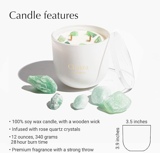 Hidden Label Healing Crystal Candle, Aventurine-Wealth Crystal Candle, Wood Wicks Scented Crackling Candles, Real Crystals Aromatherapy Candle Gifts for Women,Cute 12oz