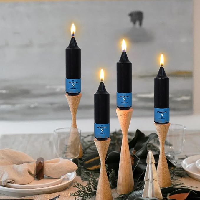 Smokeless Candlesticks Short Taper Candle,Unscented 5 Inches Black Candle Sticks Dripless Tapered Candles for Home Décor Festive (4pcs-Black)