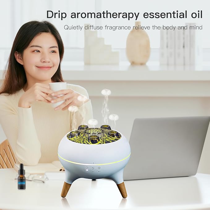 Essential Oil Diffuser 250ML,Jellyfish Diffuser Air Humidifiers Sound Pickup Ultrasonic Aromatherapy Diffuser Remote Control 7 Color Lights for Home Bedroom Office Hotel(White)