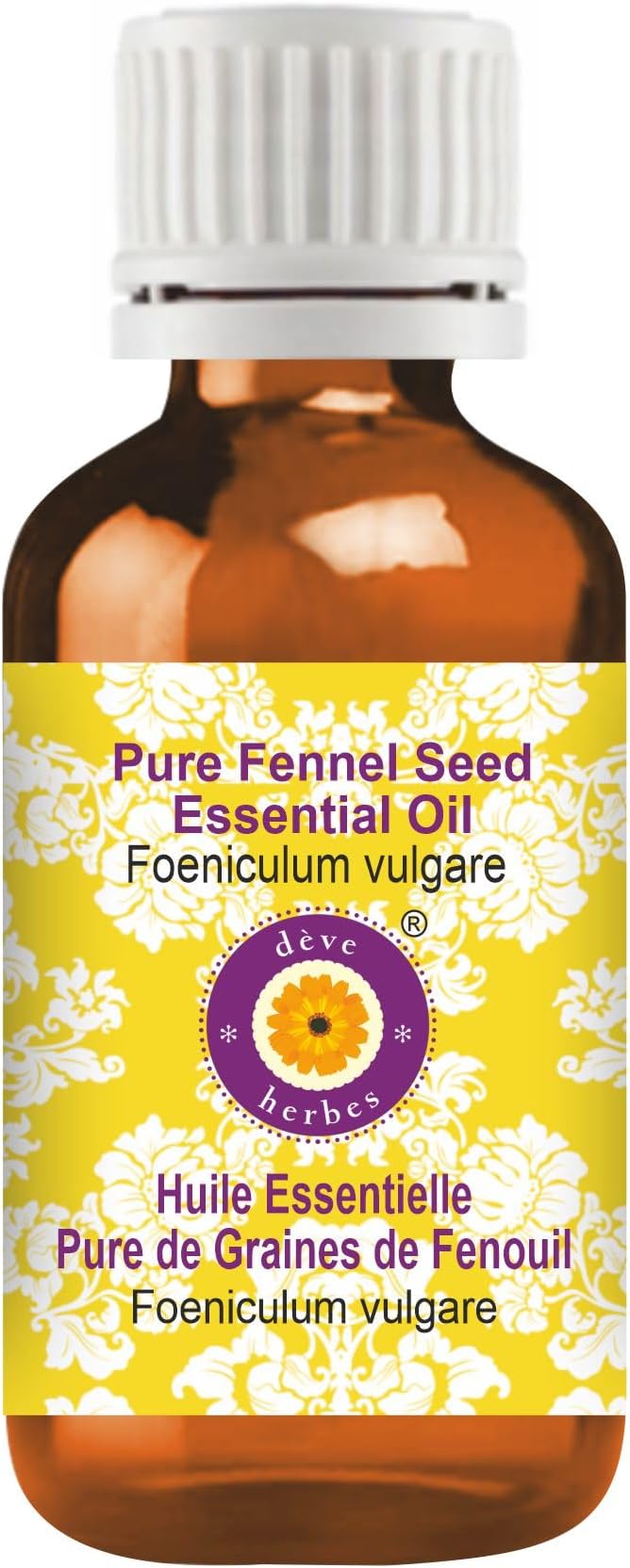 Deve Herbes Pure Fennel Seed Essential Oil (Foeniculum vulgare) Steam Distilled 10ml (0.33 oz)