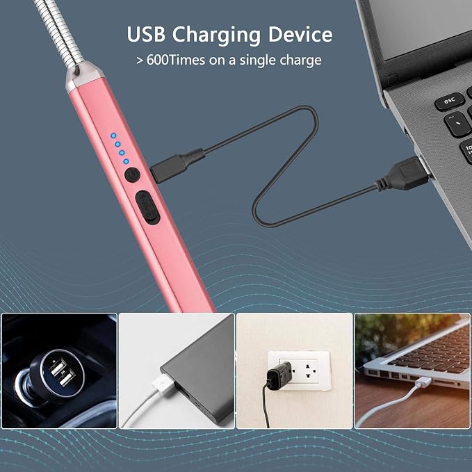 MEIRUBY 2 Pack Electric Candle Lighter, Birthday Christmas Stocking Stuffers Gifts for Women Mom Men Wife Sister, USB Arc Rechargeable Windproof Long Lighter for Candle BBQ Housewarming Gift Idals