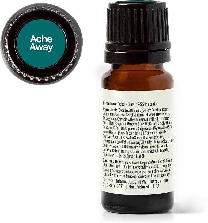 Plant Therapy Ache Away Essential Oil Blend 10 mL (1/3 oz) 100% Pure, Undiluted, Natural Aromatherapy