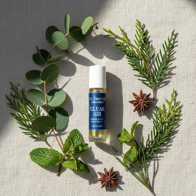 Dr. Emerald Clear Air Essential Oil Aromatherapy Blend Roll On - Fresh Botanical Oil with Eucalyptus, Peppermint & Pine - Pre Diluted Aromatherapy Roll On (10 ml / 0.33 oz, Clear Air)
