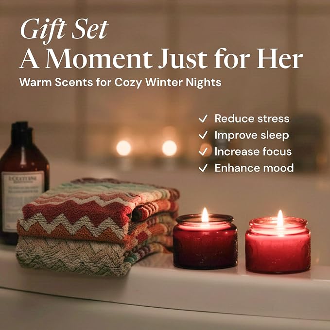 Scented Candle Gift Set for Women - 4 Natural Soy Wax Candles (4.4 oz) & 2 Fragrance Sachets - 160 Hour Total Burn Time - Spa & Relaxation, Aromatherapy Scents Fragrance, Gift Box for Mother's Days