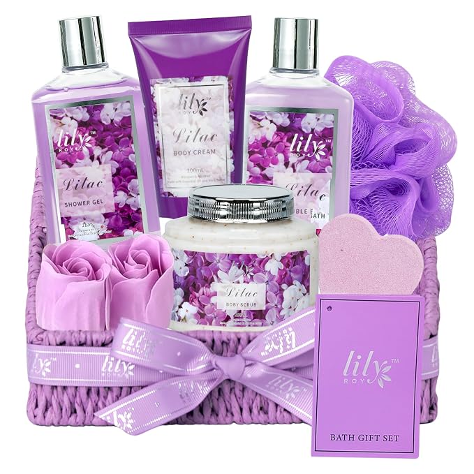 Gifts for Women, Birthday Gift - 9 Pcs Lavender Bath and Body Gift Basket, Set Spa Gift Basket for Women, Gift Baskets, Spa Kit | Christmas, Mothers Day, Valentines Day Gift Set for Her All Occasion