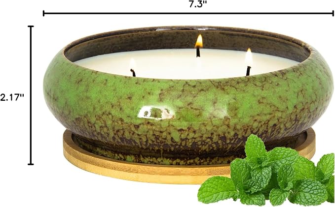 Scented Candles - 3 Wick Large Peppermint Candle for Home Scented, 17 oz Aromatherapy Candle Gifts for Women, Decorative Natural Soy Candles with Long Lasting for Mother's Day Birthday Anniversary