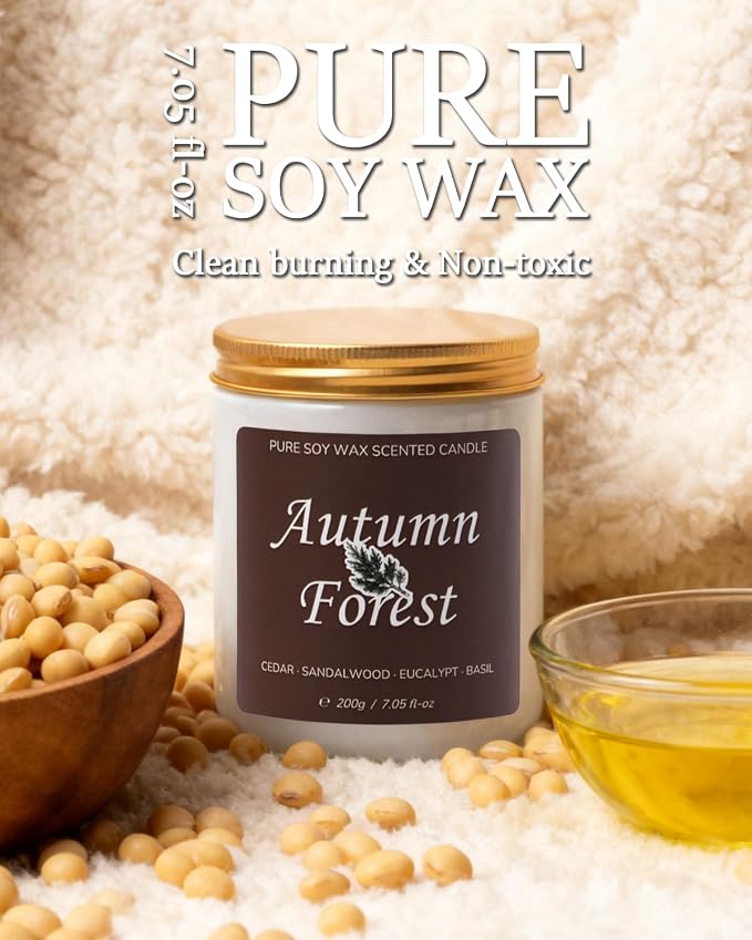 Aroma Gift for Women, Scented Candle for Home, Pine Autumn Forest 7.05 oz Soy Wax 40 Hour Burn Time, Long Lasting Jar Candle, Gifts for Christmas, Halloween, Mother's Day, Aromatherapy Candle
