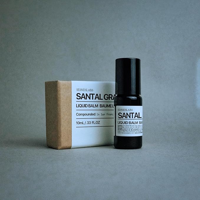 sesneslabs Santal Grass Roll-On, Perfume, Alcohol Free, Olfactive Marker, Niche Scent, Eucalyptus, Papyrus, Cardamom, Sandalwood Essential Oils Blend, Unisex Perfum for Women and Men 10ml/.33 fl Oz