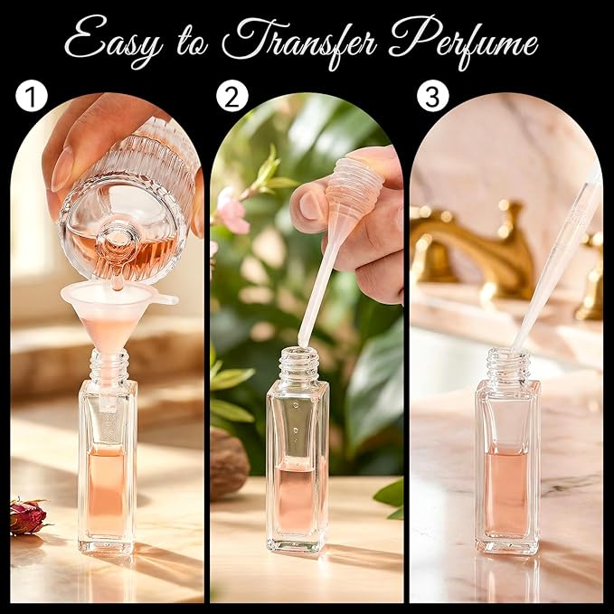 25pcs Perfume Refill Tool Kit,Plastic Perfume Dispenser Transfer Tools,Travel Refill Tool Set for Liquid Cologne Fragrance Sample Essential Oils (Clear, 5ml/25pcs)