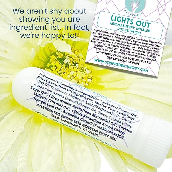 LIGHTS OUT Aromatherapy Nasal Inhaler 2PK | Relaxation and Sleep Support Essential Oil Blend w/Lavender and Neroli | Natural Undiluted Essential Oils | Gift Basket Idea | Valentine Gift