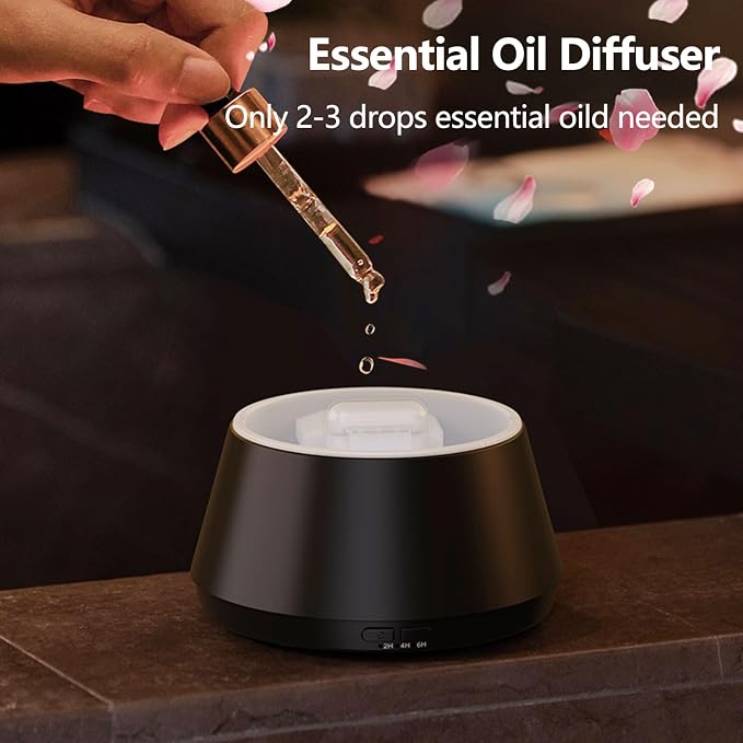 Flame Essential Oil Diffuser, Upgrade 7 Colour Lights Aromatherapy Diffuser, Oil Diffuser, Air Humidifier, Aroma Diffusers for Home, Bedroom, Office, Yoga, Timer & Waterless Auto Off (White)