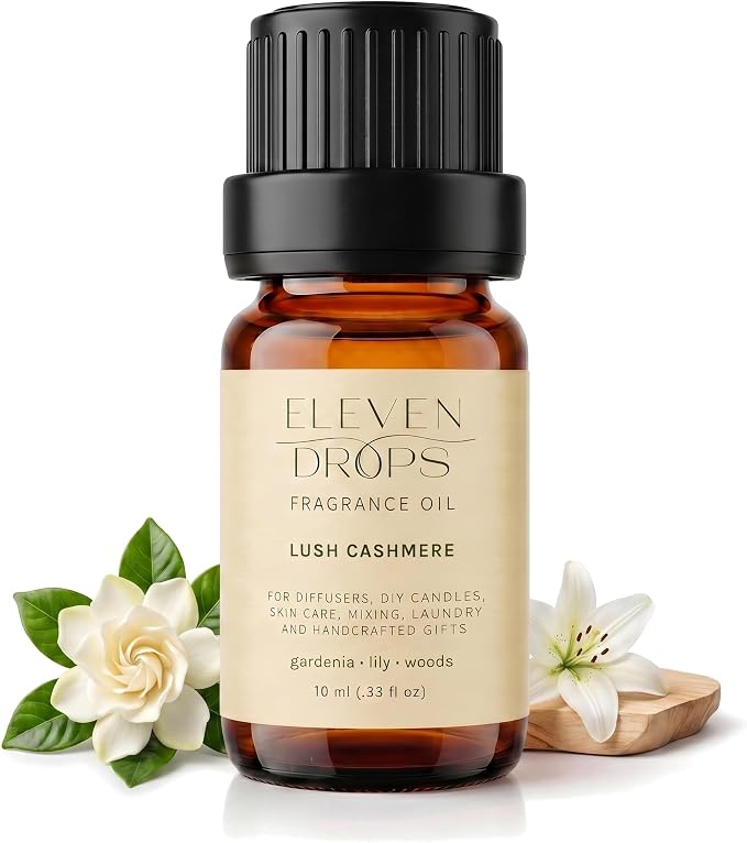 Lush Cashmere Fragrance Oil | Gardenia, Lily & Woods Notes | Long Lasting Scent Reed Diffuser Oil for Home, Office, Hotel, Spa, Car & Linen Spray | Pet Friendly IFRA Compliant, 10 ml