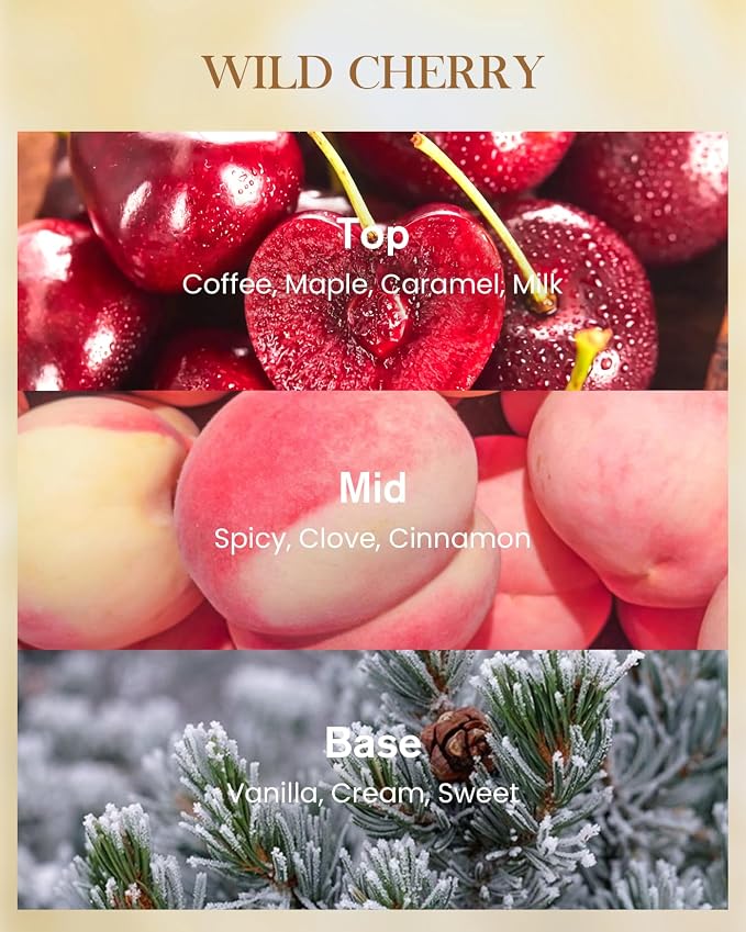 M&SENSE Wild Cherry Soy Large Candles, 3-Wick 35oz 150H Slow Burning, Aromatherapy Candle for Home Fragrance Romantic Gifts for Women