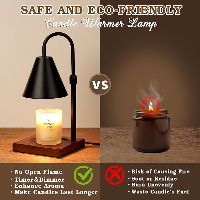 Modern Candle Warmer Lamp 2 Pack, Dimmable Candle Lamp Warmer with Timer, Mothers Day Birthday Gifts for Women Who Have Everything, Height Adjustable Candle Lamp, Cozy Living Room Bedroom Decor