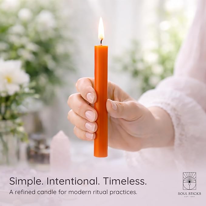 SOUL STICKS Control Magic Spell Chime Candles 20 Pack - Ideal for Altar, Rituals, Ceremonies, Meditation Orange Chime Candle for Witchcraft Supplies, Wiccan Supplies, Candles Clearance
