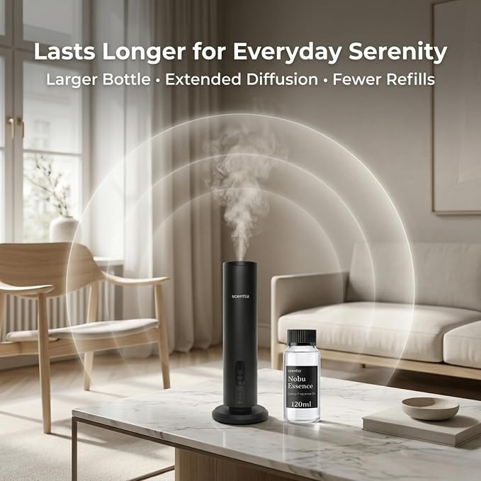 Scentia Nobu Essence Diffuser Oil Refill – Hotel Fragrance Oil Inspired by Nobu Hotel – 120 mL – Jasmine, Lily & Sandalwood Long-Lasting Scent for Ultrasonic & Waterless Diffusers, Made in USA