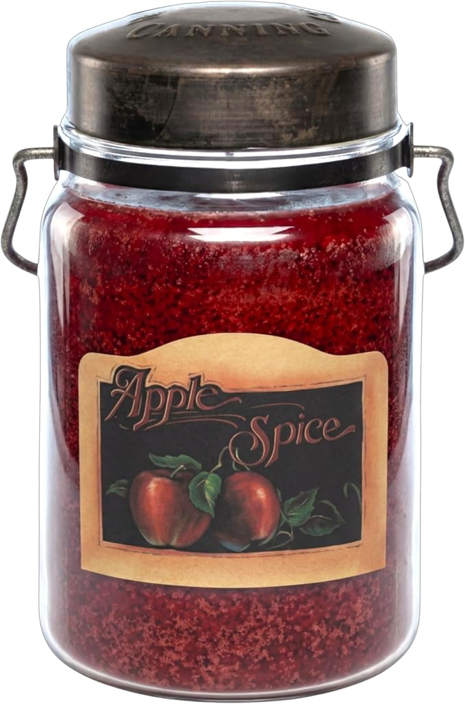 McCall’s Candles | Apple Spice | 26 oz Scented Candle | USA-Poured | Vintage Rustic Jar with Carrying Handle | Red Apple, Cinnamon & Warm Spice Fragrance