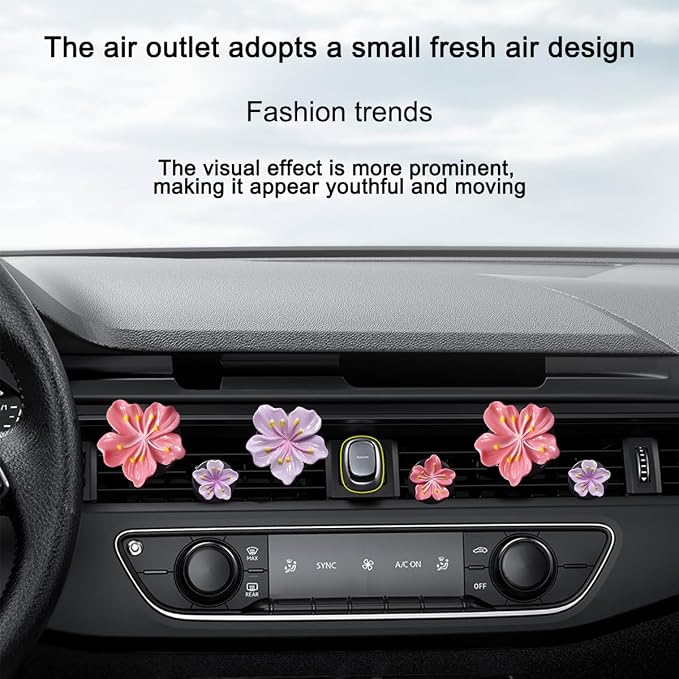 Bittwee 4PCS Car Air Vent Clip, Cute Refillable Flower Aesthetic Automotive Vent Clip Air Freshener Diffuser for Women Girls, Vehicle Interior Decoration Universal for SUV Truck RV and More（Purple）