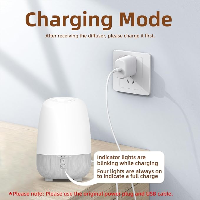 SEEDSEEL 150ML Rechargeable Battery Operated Essential Oil Diffuser, Portable Cordless Aromatherapy Diffuser,7-Hour Runtime with 7 LED Color Changing Lights for Home, Office, Bathroom, Travel