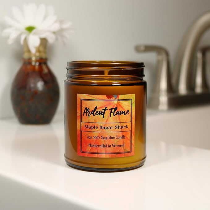 Candles | Vermont Maple Sugar Shack | 100% Natural Soy Wax Candle for Home Decor | Highly Scented | Premium Fragrance | Handmade in Vermont, USA | 8 oz | Long Lasting | Great Gift
