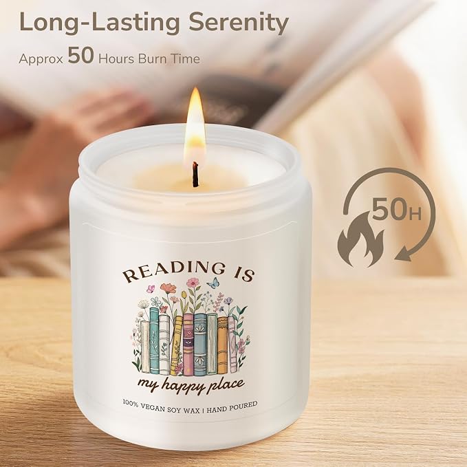 Gifts for Book Lovers, Book Lovers Gift, Bookish Gift, Birthday Christmas Bookish Bookworm Presents for Readers Librarian - Lavender Candle 7oz