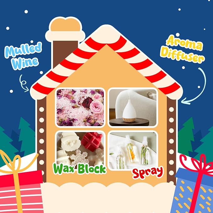 Soulorigin Holiday Essential Oils Set, Fragrance Oil Set for Diffuser, Scent Diffuser Oil for Candle Making-Vanilla Cinnamon Cookies, Caramel Apples, Gingerbread, Fir Cedar, Orange Cloves, Mulled Wine