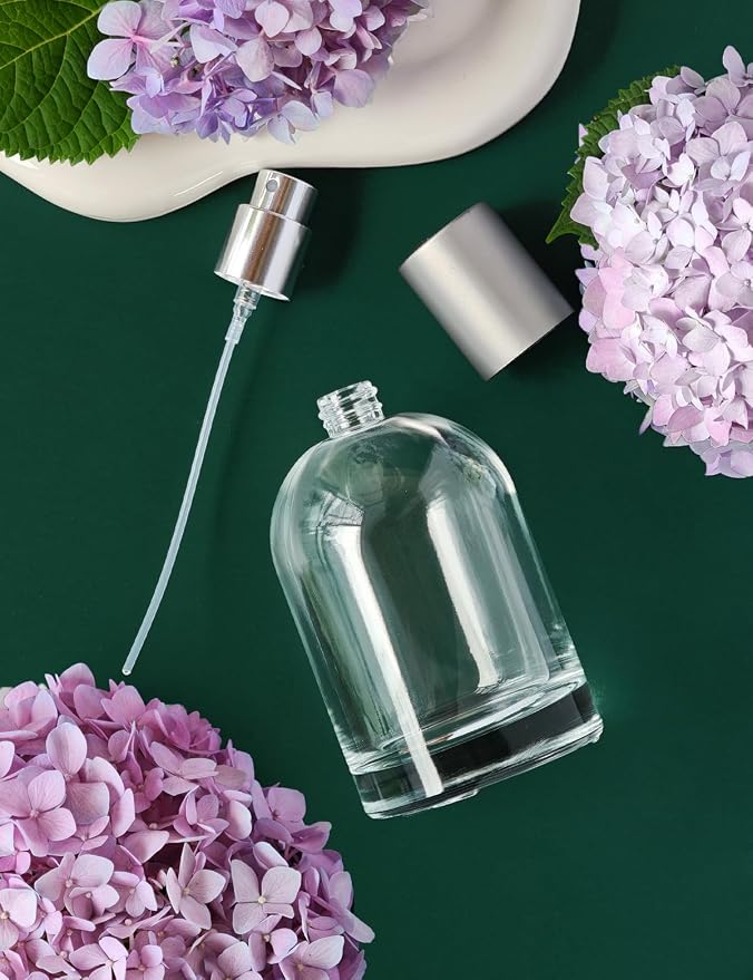 50ml/1.7 Oz Glass Spray Bottle Perfume Atomizer,Empty Travel Refillable Perfume Spray Bottle with 3 Kinds of Dispenser (Clear Glass, 50ml)