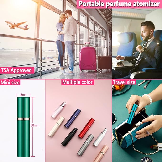 Travel Perfume Bottle Refillable Atomizer - 5ML Perfume Atomiser, Scent Pump Case, Leakproof Portable Perfume Sprayer for Women and Men (Gray)