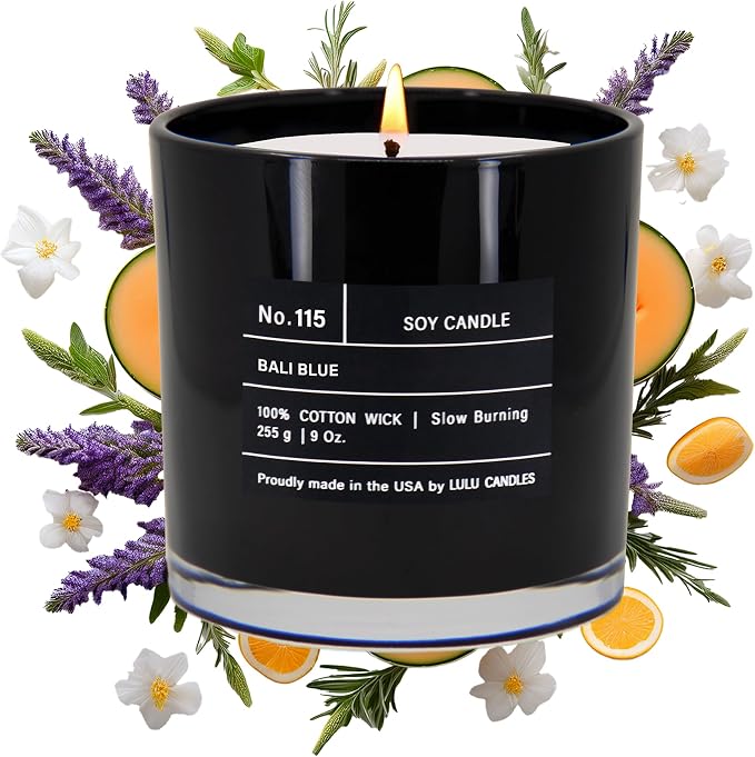 Lulu Candles | Bali Blue | Smells Manly & Fresh | Luxury Scented Soy Jar Candle | Hand Poured in The USA | Highly Scented Long Lasting (9 Oz.)