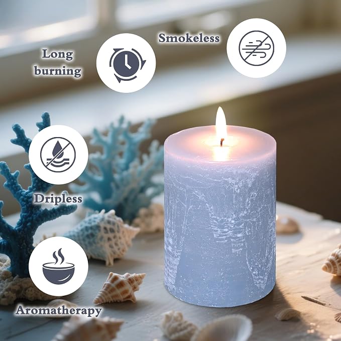 Ocean Scented Candles 3x4 inch - 35+ Hours Long Clean Burning Smokeless & Dripless Hand-Poured Aromatherapy Candle for Home Bathroom Decor