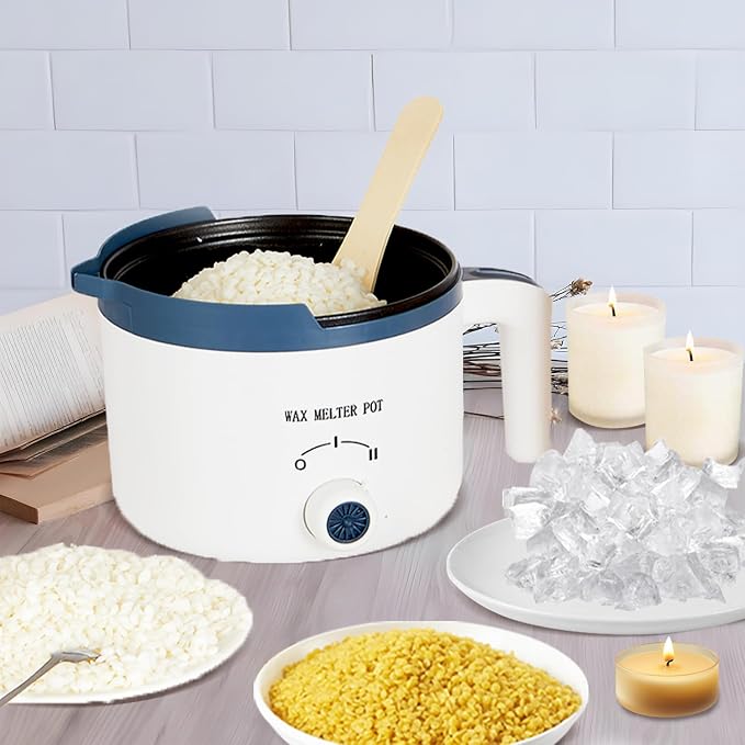 KQU Wax Melting Pot with Thermometer, Electric Wax Melter for Candle Making with Spout 1.5Qt, Small Double Boiler Pot Set for Beginner Adults